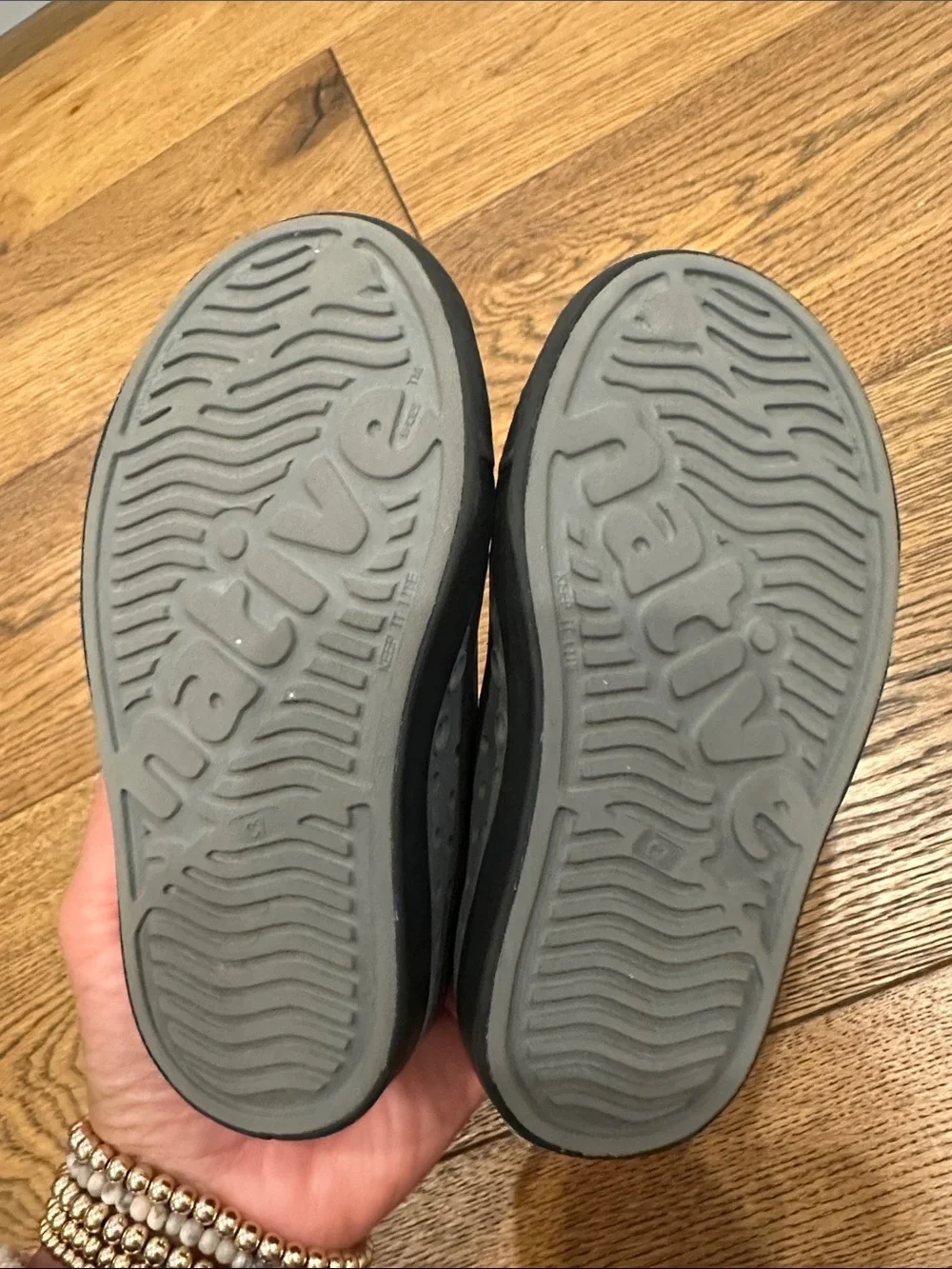 Native Kids Gray Water Shoes with Black Toe Caps